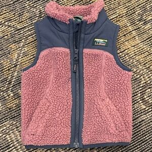 L.L. Bean Pink and Navy Sherpa Fleece Vest